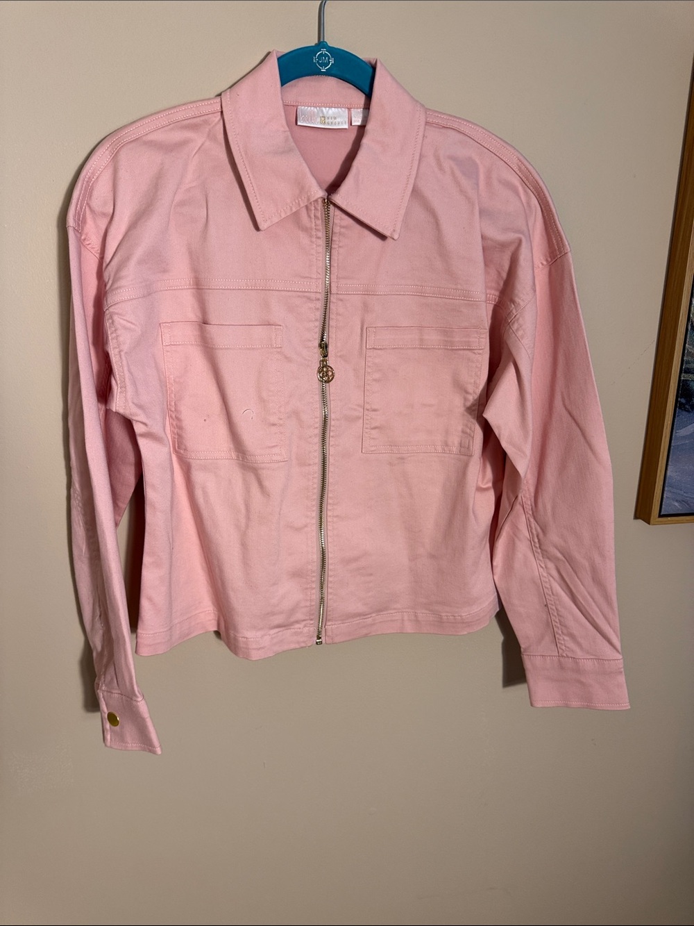 Belle by Kim Gravel Light Pink Zip-Front Jean Jacket